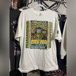 Vintage starter 1990 Edmonton eskimos cfl football grey up tee shirt
